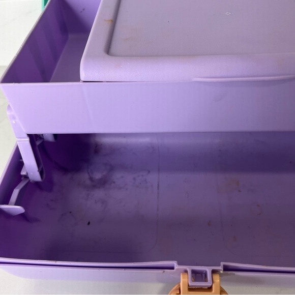 Vintage Caboodles Plastic Organizer Case Green Purple Retro Design Made … - Picture 10 of 12